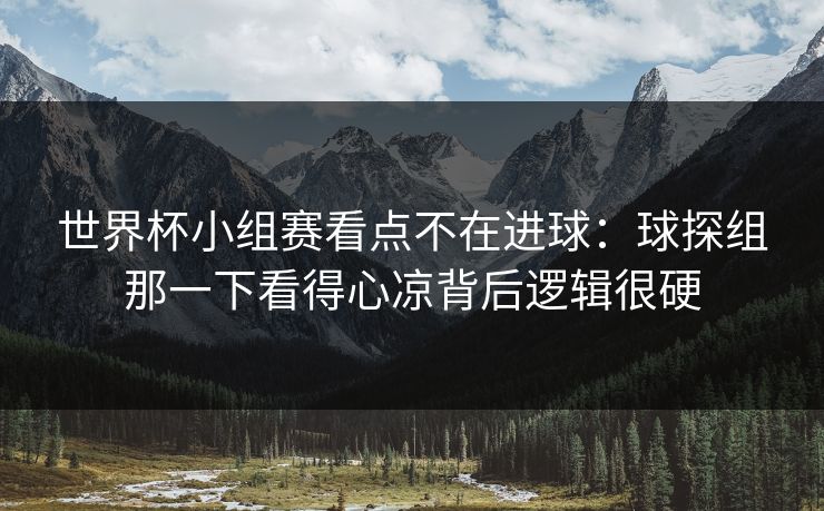 世界杯小组赛看点不在进球：球探组那一下看得心凉背后逻辑很硬