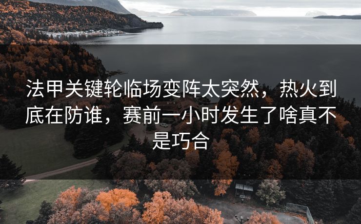 法甲关键轮临场变阵太突然，热火到底在防谁，赛前一小时发生了啥真不是巧合