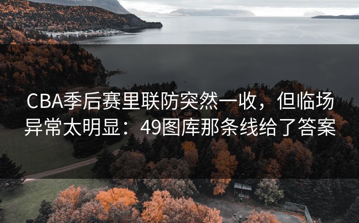 CBA季后赛里联防突然一收，但临场异常太明显：49图库那条线给了答案